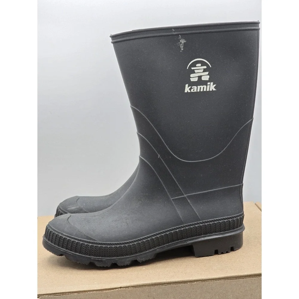 Kamik Stomp Rain Boots Black Kids Youth Boys Girls Size 4 Waterproof